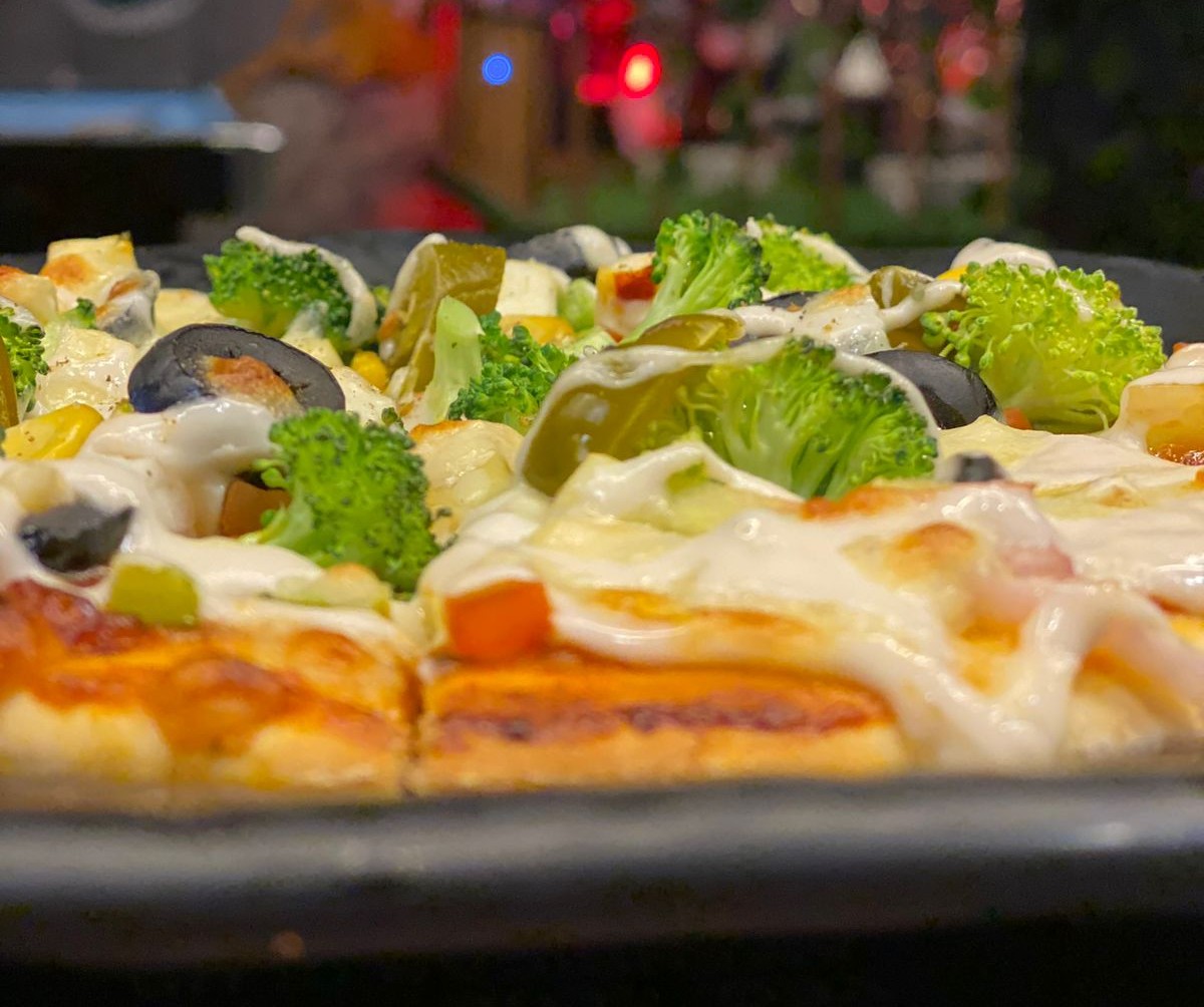 Fresh pizza close up