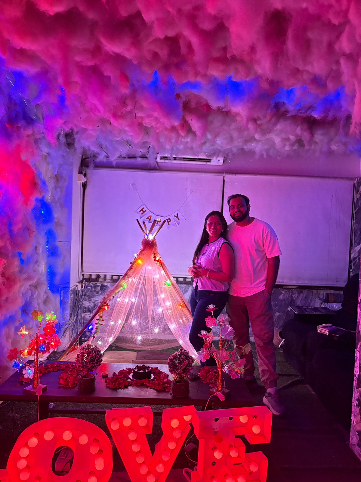 Romantic celebration setup